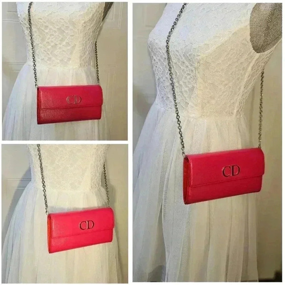 Dior Rendezvous Red Leather Wallet-On-Chain - Picture 16 of 16